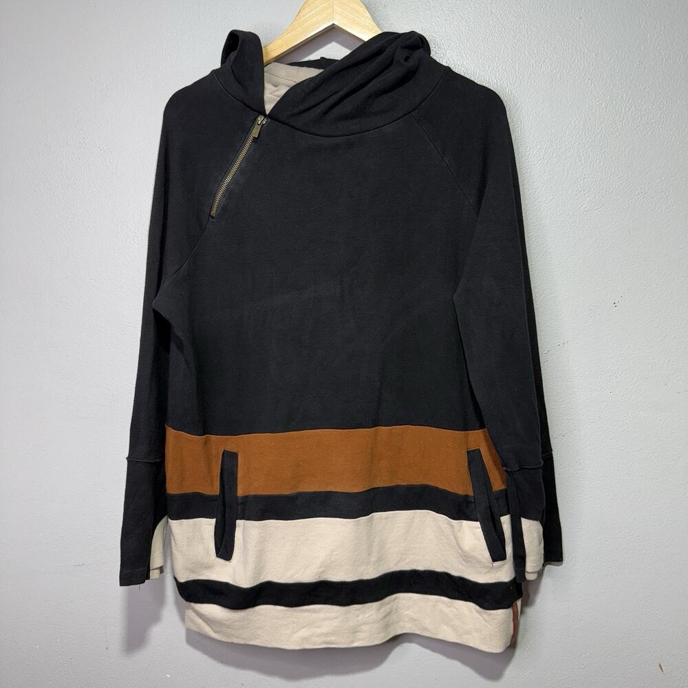 Ampersand Avenue Triple Stretch Hoodie XXXL Black Tan Rust Colorblock Pullover